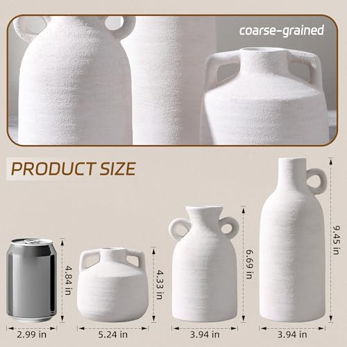 Ceramic Vase Set, 3Pcs Flower Vases for Modern Boho Farmhouse Decor, Decorative Vases for Pampas Grass & Dried Flowers, Distressed Finish - color: K