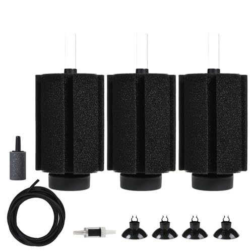 ALEGI Aquarium Large Sponge Filter 100 Gallon - 125 Gallon Sponge Filter with Air Stone for Large Fish Tank (3 pcs) - size: 3 pcs
