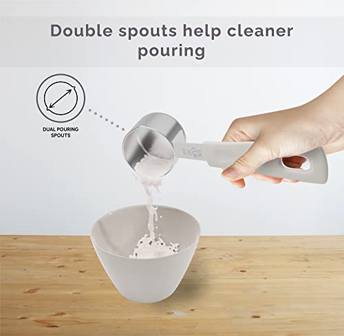 CuttleLab Measuring Cups and Measuring Spoons Set of 14 - Stainless Steel Measuring Cups and Spoons Set, Includes 1/8 Teaspoon Measuring Spoon, 1/8 Cup Measuring Cup, Leveler Dry (14, Charcoal) - color: Charcoal
