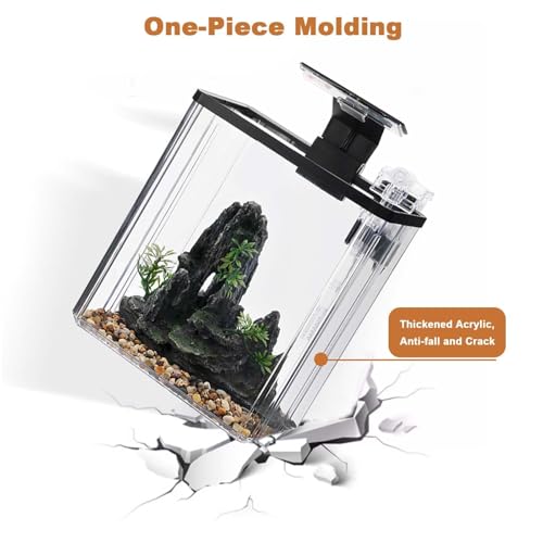 GarveeLife Small Fish Tank, Betta Fish Tank kit with LED Light, Oxygen Generator, Fish Tank Starter Kits for Beta,Goldfish (2.6 Gallon)