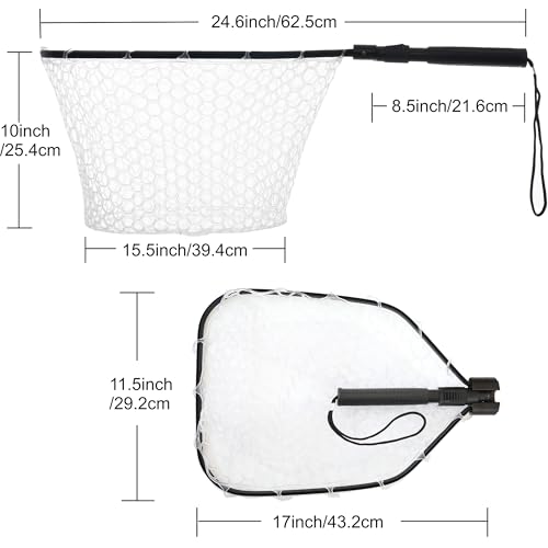 GOODCAT Fly Fishing Net, Bass Trout Landing Net, Folding Fishing Nets Fresh Water, Safe Fish Catching or Releasing, Fly Fishing net Magnetic Release - color: A:Square-Extend Length:24.6"