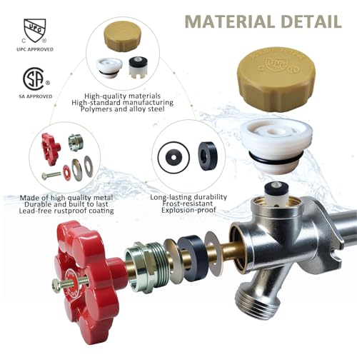Outdoor Faucet Repair Kit,ASSE 1019-A Water Hose of Home Improvement,Anti-Siphon Frostproof Faucet Valve Hose Faucet Fitting Repair Kit for VACVBKX1B Vacuum Breaker,Metal Handle - style: 1 Pack Wall Hydrant Complete Replacement Kit