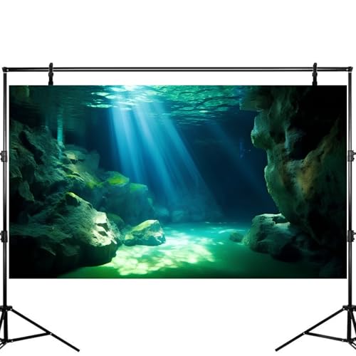 Underwater Fish Tank Background Under The Sea Cave Style Aquarium Background Ocean Floor Cave Sunlight Fish Tank Backdrop Tropical Fish Aquarium Terrarium Backgrounds Decorations 24x12in - color: Cave Blue, size: 24(W)x12(H)inches/ 60(W)*30cm(H)