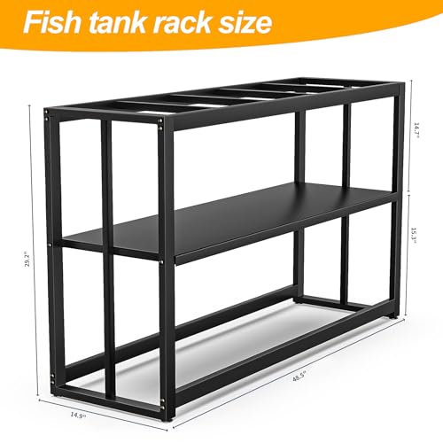 55-75 Gallon Fish Tank Stand with Storage Shelf, 48.5 x14.9 x 29.2 Inch Aquarium Stand, Turtle Tank, Reptile Terrariums and Breeder Tank Stand,980LBS Capacity, Black - color: Black