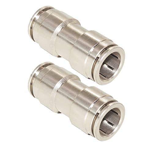 Pneumatic Push To Connect Fittings Heavy Duty Straight Quick Air Fittings 1/4 inch x 1/4 inch Tube OD Nickel Plated Brass Quick Connect Fittings PU-1/4 (2 Pack) - size: 1/4" OD(2Pcs), style: Straight