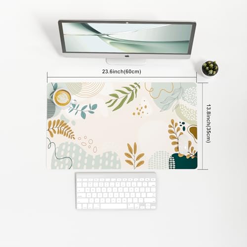 Colorful Star Minimalist Large Mouse Pad, Abstract Botanical Waterproof Desk Mat, Boho Computer Gaming Mouse Pad, XL Full Desk Mousepad Non Slip Writing Pad for School Office Home 23.6" x 13.8" - color: Abstract Leaves, size: 23.6L x 13.8W inches
