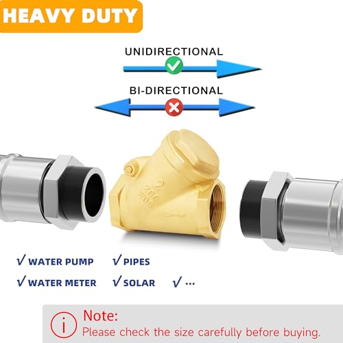 1" NPT Brass Y-Type Check Valve, Y Type Non Return Swing Check Valve, Level One Way Counterflow Valve to Prevent the Medium Backflow for Oil Water Gas Air（1", DN25） - size: 1"-NPT