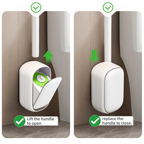 Disposable Toilet Brush and Holder Set with 28 Refills, Wall Mounted Toilet Bowl Cleaner Wand Cleaning System Bathroom Cleaning Supplies (Toilet Brush + 28 Refills)