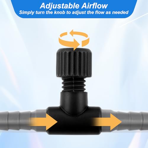 Psyqtsuary Aquarium Air Valve, 10 Pcs Aquarium Air Pump Control Valves T Shaped Single Way Plastic Air Flow Control Regulator Aquarium Air Pump Accessories for Fish Tank 3/16" ID Tubing (Black) - color: Black