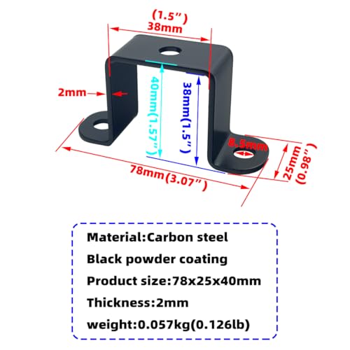 6 PCS 1.5x1.5" Square Pipe Tube Strap Clamps,1.5 inch metal u shaped bracket, steel u clamp bracket for mounting,Black - size: 1.5" x 1.5"