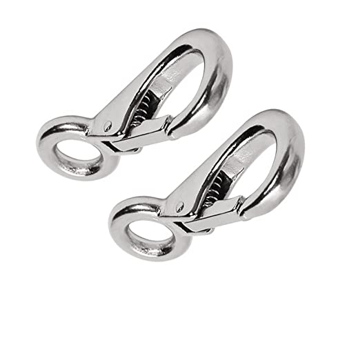 2/4Pcs Heavy Duty Stainless Steel 316 Spring Snap Hook Fixed Eye Clip Carabiner Marine Clip Dock Hardware Accessories - color: 2Pack, size: 0#
