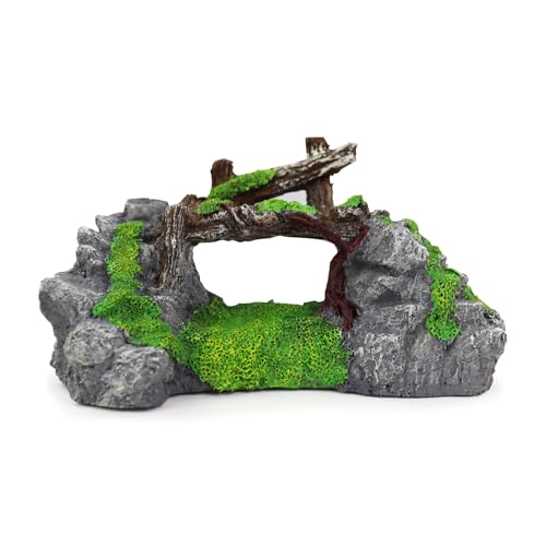 Resin Fish Tank Decoration Come with Bridge and Rockery Element Fish Tank Decoration for Aquarium and Domestic Fishs Tank (A)