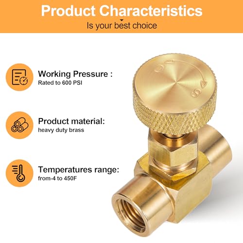 2 Pieces Heavy Duty Brass Instrument Replacement Control Needle Valve 1/4" Npt Female X 1/4" Npt Female Connection Golden - size: 2 PCS 1/4 " Female * 1/4"Female needle valve