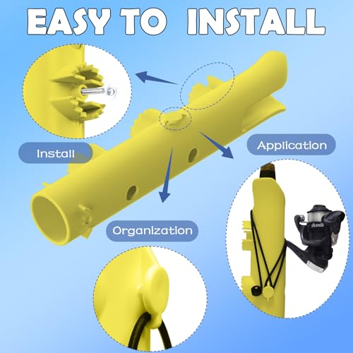 Aventik Tube Fishing Rod Holder Bracket Wall Mounted Boat Side Mount Tool Holder Tube Links with Screws 1/2/3/4/6 Pole Tube Fishing Rod Holders - color: 2-Pole Yellow