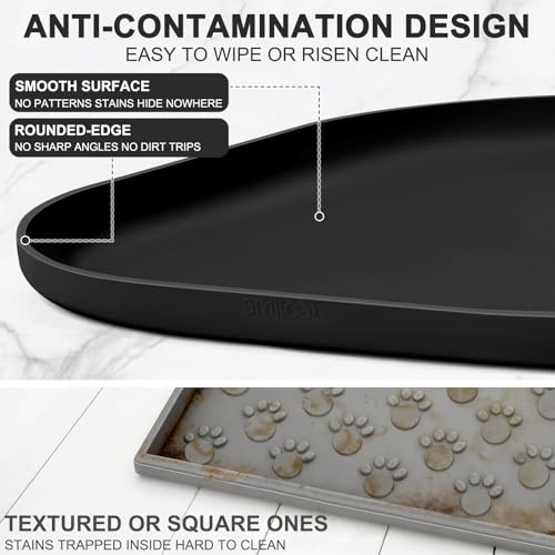 SMILOOL Small Silicone Pet Food Mat with Raised Edge for Food and Water Bowl, Square Dog Feeding Mats, Cat Food Trays for Floor Waterproof, Rubber Tray for Dogs and Cats, 12 x 12 x 0.7 Black - color: Black, size: 12"L x 12"W
