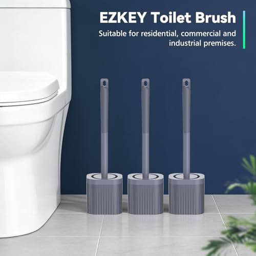 Toilet Bowl Brush and Holder, 3 Pack Compact Toilet Brush Set with Nylon Bristles Toilet Brush Hidden Scrubber Brushes for Bathroom Cleaning—Blue - color: Grey Blue-3p