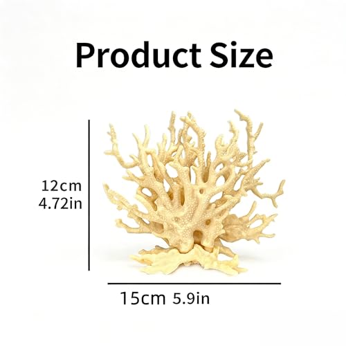 Artificial Coral Aquarium Ornament - PVC Fish Tank Decor for Aquascaping (5.9x5.12x2.17 Inch) - Beige - color: Beige