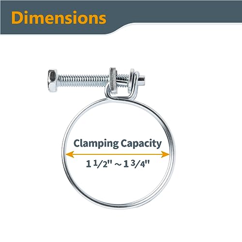 POWERTEC 70214 1-1/2 Inch Adjustable Double Wire Hose Clamp with Bolt for Pool, Spa & Pipe, 5 Pack (Color May Vary) - size: 1-1/2", style: 5 pack