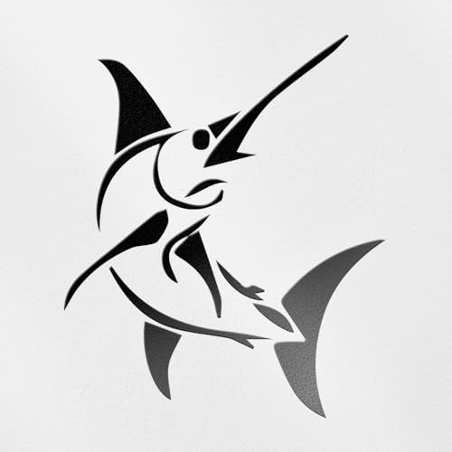 Decal Stickers of Stylized Marlin Fish (Black) (Set of 2) Premium Waterproof Vinyl Decal Stickers for Laptop Smartphone Car Dirt Bike Wall Room Mason Jar Bathtub Door - BICVER1512502BLW19Y24 - color: Black, size: 4.8'' x 5.6''