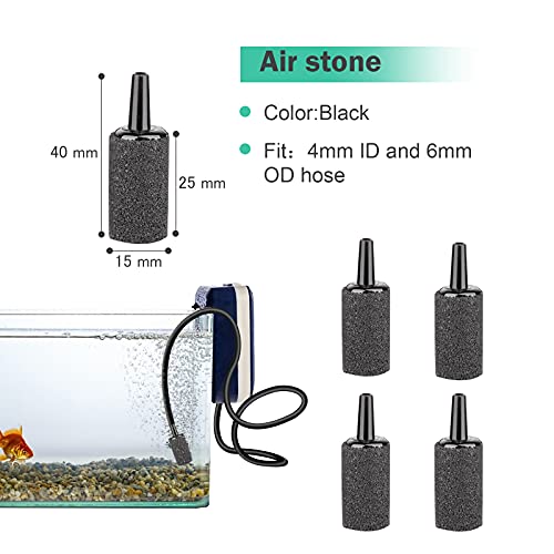26.6 Feet Black Aquarium Soft Airline Tubing Hose Standard with 4 Air Stones,4 air Value Controller,4 Check Valves, 6 Suction Cups and 16 in Total for I,L,T,Y Shape Connectors