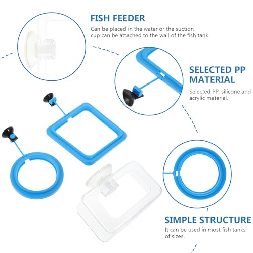 KESYOO 3pcs Fish Feeding Rings with Suction Cup Fish Tank Feeding Tool for Aquarium with Blue Round Blue Square and Frame Shapes for Home Aquarium Use