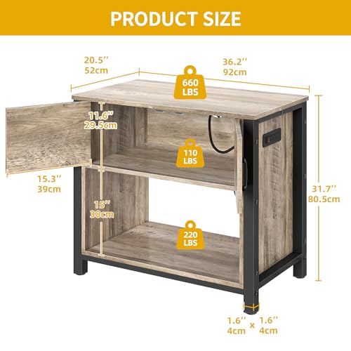 DWVO Heavy Duty Metal Aquarium Stand with Power Outlets, Cabinet for Fish Tank Accessories Storage - Suitable for 40-50 Gallon Fish Tank Stand, Turtle, Reptile Terrarium, 660LBS Capacity, Grey