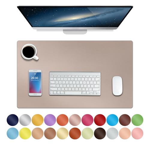 Boutilon Leather Desk Pad Protector,Non-Slip Mouse Pad,Laptop Desk Pad,Office Mouse Mat,Waterproof Leather Desk Blotter,Desk Writing Pad for Office and Home (S-Champagne,24"x 14") - color: Champagne, size: S 24" x 14"