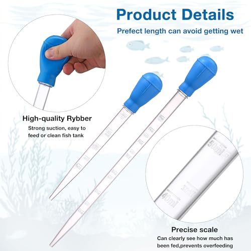 2Pcs Long Turkey Baster for Aquarium, with 2Pcs Feeding Long Tweezers Coral Feeder Kit for Aquarium Marine Fish Reef Aquatic Plant Spider Snake Lizard (Blue) - color: Blue(Coral Feeder+Stainless Steel Tweezer), size: 4pcs