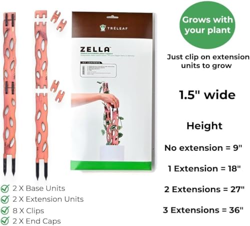Treleaf Zella Regular Starter Kit – Wooden Extendable Plant Trellis for Indoor Climbing Houseplants – Modular Plant Support with 2 Bases + 2 Extensions - Moss Pole Alternative - size: Regular - Starter Kit
