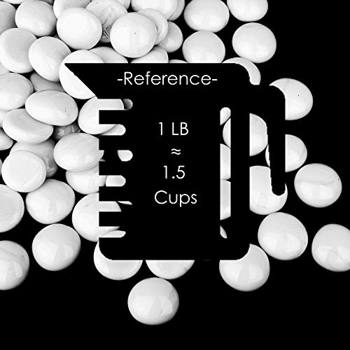 CYS EXCEL White Glass Flat Gemstone Vase Fillers (1 LB) | Flat Aquarium Marble Beads | Decorative Mosaic Glass Gem Pebbles Approx. 85~100 PCS - color: White, size: 1 lb