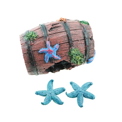 3PCS Colorful Aquarium Landscaping Decoration 100/42mm Resin Simulation Starfish Barrel Fish Tank Accessories