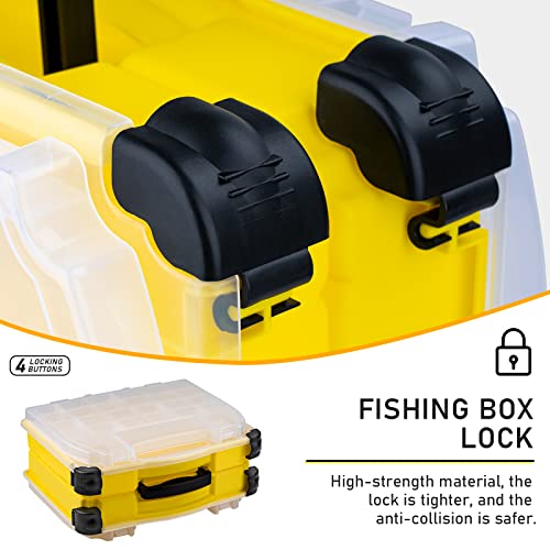 THKFISH Large Tackle Box Organizers and Storager Double Sided Tackle Box Detachable 4 Layers Tackle System for Fishing Accessories - color: C-YELLOW-4 layers tackle box