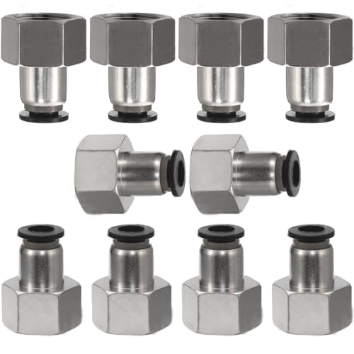 1/4 Air hose fittings, Push to Connect Air fittings Female Straight 1/4 Inch Tube OD x 3/8 NPT Thread Fitting (Pack of 10) - size: OD 1/4 - NPT 3/8, style: Female thread