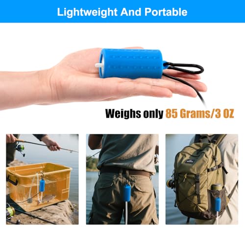 DaToo USB Mini Aquarium Air Pump Ultra Quiet Fish Tank Air Pump with Black Hanging Clasp Portable Aquarium Oxygen Aerator Pump Includes Fish Tank Airline Tubing and Air Stone(1W/2W/3W) - size: 2W