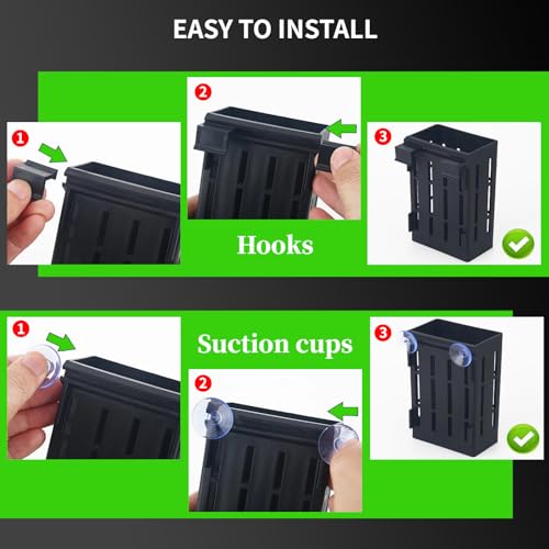 2 PCS Aquarium Plant Holder Top Hanging Fish Tank Plant Pot Aquarium Planter Cups for Water Feature Decoration - color: Rectangular - Black