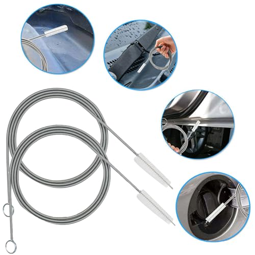 Flexible Drain Brush,Extra Long Pipe Tube Cleaner Fridge Flexible Drain Brush Skinny Tube Spiral Cleaning Brush Drinking Straw Cleaner,Nylon Cleaner Double Ended Elastic Hose Pipe 60-inch 2 PCS