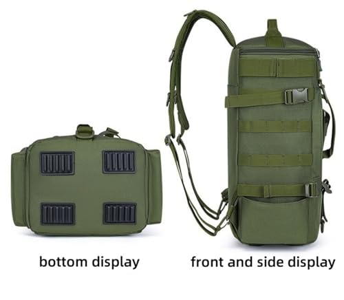 Tactical Fishing Backpack with Rod Holders,35L MOLLE Tackle Bag Water Resistant for Men and Women,Outdoor Gear Storage for Saltwater and Freshwater (Green) - color: Green