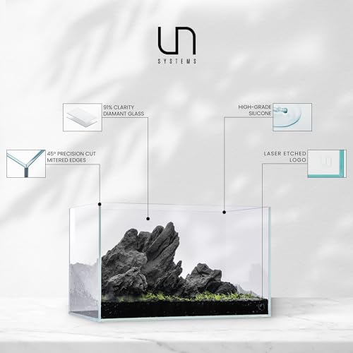UNS Ultra Clear Rimless Tank - 11.9GAL | 45.3L - 17.71x11.02x14.17 | 45x28x36 CM, 5mm Glass Thickness, Leveling Mat Included - Low Iron, High Clarity Fish Tank w/ 45° Mitered Edge - [45T] - size: [45T] - 11.9 Gal - 17.71 x 11.02 x 14.17 in