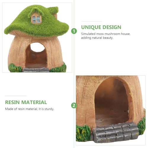 POPETPOP Aquarium Mushroom Fish Hideout - Resin Fish Tank Caves, Hamster Mushroom House, Fish and Shrimp Shelter Landscape Cave for Christmas Fish Tank Decorations