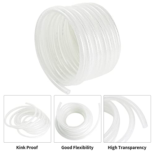 5/16’’ ID × 17/32’’ OD - 50 ft Clear Braided Hose Plastic Vinyl Tubing, High Pressure Flexible Reinforced PVC Tube for Transfer Water Air Oil, BPA Free & Non-Toxic - size: 5/16" I.D., style: 50 FT