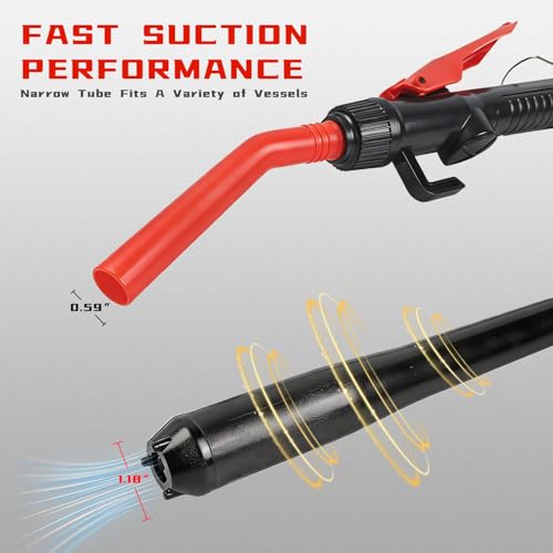 Liquid Transfer Pump, 3GPM 18L/MIN for Gasoline Diesel Water Oil, 10ft Hose with Auto-Stop Nozzle, Operated for Cars, Boats, RV, Drums