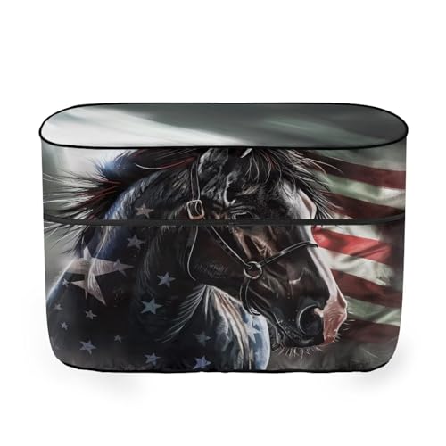 USA Flag Horse Propane Tank Cover Polyester Travel Trailer Camper Tank Cover Waterproof RV Propane Tank Cover Machine Washable Easy to Install - color: American Flag Black Horse, size: Small-Double 20LB