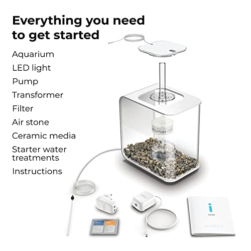 biOrb Flow 15 Acrylic 4-Gallon Aquarium with White LED Lights Modern Compact Tank for Tabletop or Desktop Display, White - color: White with LED Lighting, size: 4 Gallon
