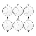 WGV Hanging Terrarium Globe, Width 5", Height 7", Double Hook, DIY Air Succulent Planter, Clear Glass Vase Orb, Candle Holder for Windowsill Outdoor Garden Decor, 6 Pieces Bulk - size: 5" Double Hook