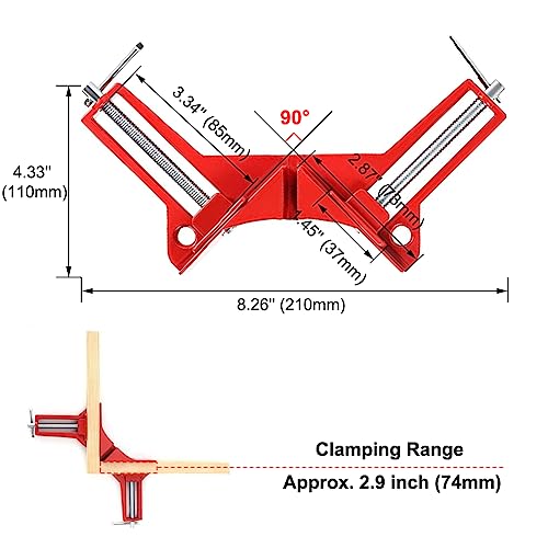 4Pcs 90 Degree Right Angle Clamp Aluminium Alloy Corner Clamps Adjustable Square Clamp DIY Woodworking Hand Tools for Picture Frames, Glass Holder, Fish Tanks, Cabinets
