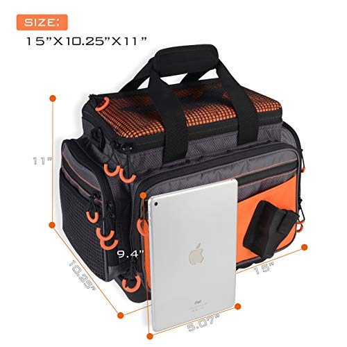 KastKing Fishing Gear & Tackle Bags - Saltwater Resistant Fishing Bags - Fishing Tackle Storage Bags - color: A1: Medium-Hoss(Without Trays, 15"x11"x10.25")-Orange