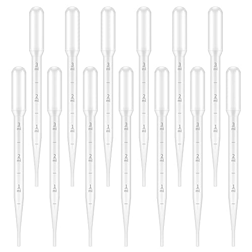 G2PLUS 100PCS 3ml Disposable Plastic Pipettes, Essential Oils Graduated Transfer Pipettes for Science Laboratory, Experiment, Essential Oils, Make up Tool - size: 3ml-100pcs