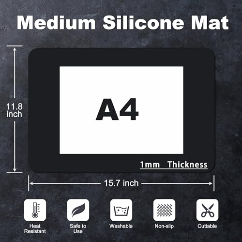 Silicone Mat for Kitchen Counter, Silicone Mat Trimable to Size (Black, 15.7×11.8inch-4pcs), BPA-Free Silicone Placemat, Heat-Resistant NonSlip Table Mat for Air Fryer, Countertop Protector Mat - color: Black, size: (M2 - 15.7''x 11.8‘’x 0.04'')