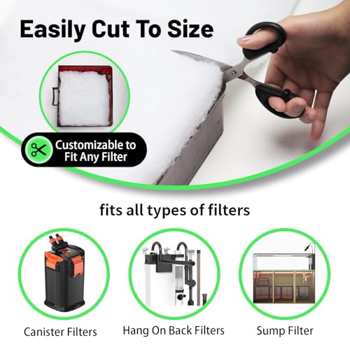 hygger 1'' Thick Aquarium Filter Floss 12"x 68" Poly Fiber Fish Tank Filter Media Water Polishing Filter Pad for Sump Canister Hang On Back Filter Cut to Size - size: 12"x68"