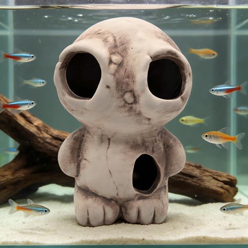 M2cbridge Aquarium Ceramic Cave Rock for Betta Shrimp Cichlid Fish Hideout Decor (Monster + Log) - color: Monster + Log